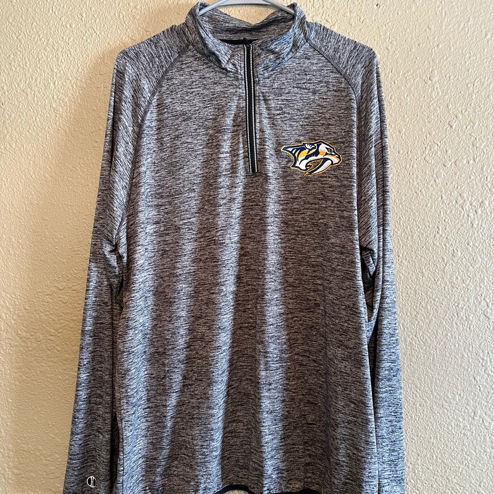 Gray Quarter-Zip Pullover with Nashville Predators Logo